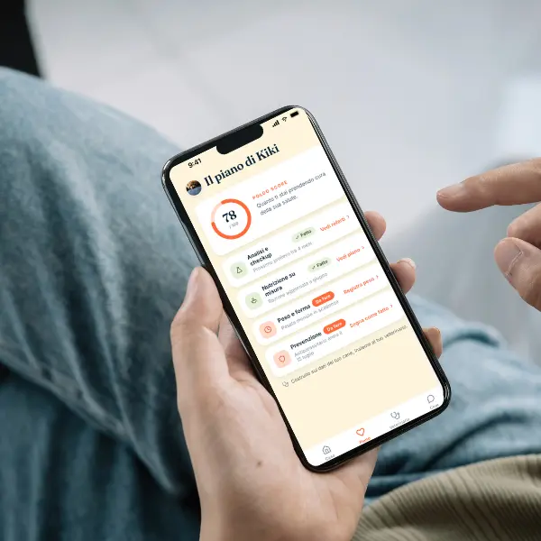 Schermata di onboarding dell’app Poldo: “Parlami del tuo cane”